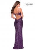 Picture of: Long Sequin Prom Dress with Straight Neckline in Purple, Style: 28698, Detail Picture 5