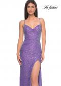 Picture of: Stretch Sequin Fitted Prom Dress with Open Back in Purple, Style: 32330, Detail Picture 5