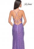 Picture of: Stretch Sequin Fitted Prom Dress with Open Back in Purple, Style: 32330, Detail Picture 6