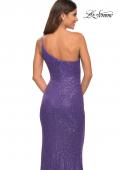 Picture of: Bright Simple One Shoulder Long Sequin Evening Gown in Purple, Detail Picture 7