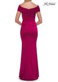 Picture of: Off-the-Shoulder Ruched Satin Evening Gown in Raspberry, Style: 33620, Detail Picture 8