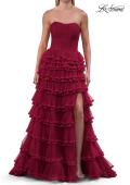 Picture of: Strapless Tiered Ruffle Tulle Gown with Slit in Raspberry, Style: 33727, Detail Picture 10