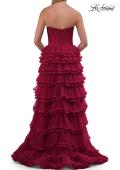 Picture of: Strapless Tiered Ruffle Tulle Gown with Slit in Raspberry, Style: 33727, Detail Picture 11