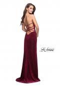 Picture of: Long Sparkly Jersey Prom Dress with Side Leg Slit in Raspberry, Style: 25443, Back Picture