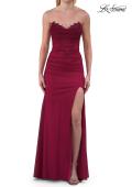 Picture of: Strapless Corset Gown with High Slit and Ruched Jersey Skirt in Raspberry, Style: 33465, Detail Picture 24