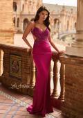 Picture of: Satin and Lace Prom Dress with Side Cutouts and Open Back in Raspberry, Style: 33651, Detail Picture 1