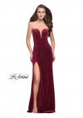Picture of: Long Sparkly Jersey Prom Dress with Side Leg Slit in Raspberry, Style: 25443, Detail Picture 2