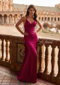 Picture of: Satin Gown with Cowl Neck and Open Back in Raspberry, Style: 33193, Detail Picture 2