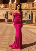 Picture of: Simple Strapless Satin Gown with Ruching Detail in Raspberry, Style: 33531, Detail Picture 3