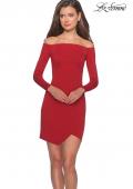 Picture of: Tight Homecoming Dress with Long Sleeves in Red, Style: 28182, Main Picture