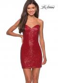 Picture of: Short Sequin Dress with Strapless Sweetheart Neckline in Red, Style: 28229, Main Picture