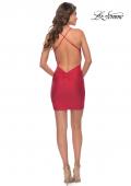 Picture of: Ruched Homecoming Dress with V Neckline in Red, Style: 30930, Detail Picture 9