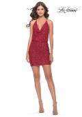 Picture of: Drape Front Mini Dress with Low Back in Red, Style: 30949, Detail Picture 11
