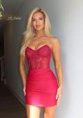 Picture of: Strapless Lace Corset Ruched Mini Dress in Red, Style 33239, Detail Picture 11