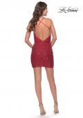 Picture of: Drape Front Mini Dress with Low Back in Red, Style: 30949, Detail Picture 12