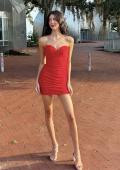 Picture of: Strapless Sparkle Lace-Up Mini Dress in Red, Style 33931, Detail Picture 12