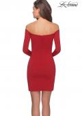 Picture of: Tight Homecoming Dress with Long Sleeves in Red, Style: 28182, Back Picture