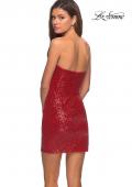 La Femme Short Strapless Sequin Hoco Dress 28229 Red / 00