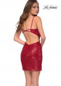 Picture of: Short Sequin Party Dress with Scoop Neckline in Red, Style: 29292, Back Picture