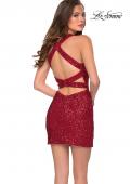 Picture of: Sequin Homecoming Dress with Double Criss Cross Straps in Red, Style: 29318, Back Picture