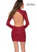 Picture of: Long Sleeve Sequin Party Dress with High Neckline in Red, Style: 29406, Back Picture