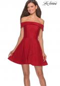 Picture of: Off the Shoulder Lace Fit and Flare Homecoming Dress in Red, Style: 28122, Detail Picture 1
