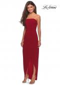 Picture of: Long Strapless Jersey Dress with Side Ruching in Red, Style: 28204, Detail Picture 1