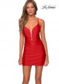 Picture of: Short Jersey Dress with Knotted Bodice Detail in Red, Style: 29259, Detail Picture 1