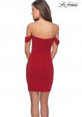 Picture of: Short Dress with Scalloped Off The Shoulder Sleeves in Red, Style: 28193, Detail Picture 2
