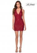 Picture of: Sequin Homecoming Dress with Double Criss Cross Straps in Red, Style: 29318, Detail Picture 2
