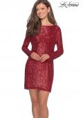 Picture of: Long Sleeve Sequined Shift Homecoming Dress in Red, Style: 28194, Detail Picture 3