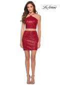 Picture of: Two Piece Sequin Homecoming Dress with HIgh Neckline in Red, Style: 29258, Detail Picture 3