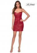Picture of: Short Sequin Party Dress with Scoop Neckline in Red, Style: 29292, Detail Picture 3