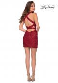 Picture of: Sequin Homecoming Dress with Double Criss Cross Straps in Red, Style: 29318, Detail Picture 3