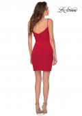Picture of: Short Jersey Homecoming Dress with Faux Wrap Skirt in Red, Style: 29403, Detail Picture 3