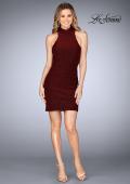 Picture of: Short Sparkly Jersey Dress with Keyhole Back in Red, Style: 25367, Detail Picture 4