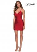 Picture of: Short Jersey Dress with Lace Up Open Back in Red, Style: 29316, Detail Picture 4