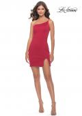 Picture of: One Shoulder Mini Dress with Slit in Red, Style: 30927, Detail Picture 5