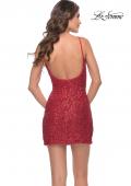 Picture of: Short Dress with Square Neck and Skirt Slit in Red, Style: 30960, Detail Picture 5
