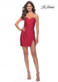 Picture of: Pretty Strapless Sweetheart Dress with Slit and Ruching in Red, Style: 30974, Detail Picture 5