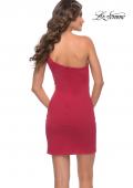 Picture of: One Shoulder Mini Dress with Slit in Red, Style: 30927, Detail Picture 6