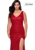 Picture of: Printed Sequin Plus Size Dress for Curves with V-Neck in Red, Style: 29001, Main Picture