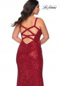Picture of: Sequined Curvy Prom Dress with Criss Cross Back in Red, Style: 29037, Main Picture