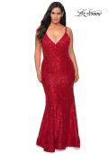 Picture of: Sequin Curvy Prom Dress with Cut Out Open Back in Red, Style: 29063, Main Picture