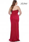 Picture of: Strapless Ruched Stretch Satin Plus Size Dress in Red, Style: 32157, Detail Picture 10