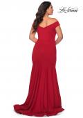 Picture of: Off the Shoulder Plus Size Jersey Prom Dress in Red, Style: 28963, Back Picture