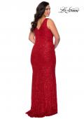 Picture of: Printed Sequin Plus Size Dress for Curves with V-Neck in Red, Style: 29001, Back Picture