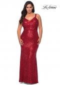 Picture of: Sequined Curvy Prom Dress with Criss Cross Back in Red, Style: 29037, Back Picture