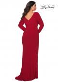 Picture of: Long Sleeve Curvy Prom Dress with Ruching in Red, Style: 29044, Back Picture