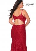 Picture of: Sequin Curvy Prom Dress with Cut Out Open Back in Red, Style: 29063, Back Picture